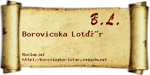 Borovicska Lotár névjegykártya